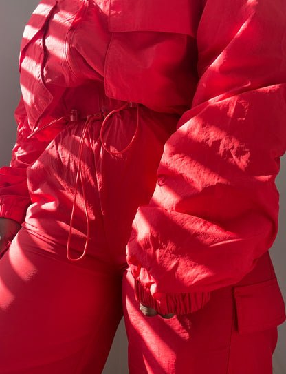 MID-LENGTH CARGO JACKET - RED